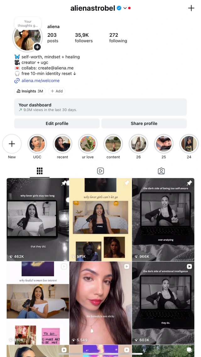 aliena creator-channel statistic instagram